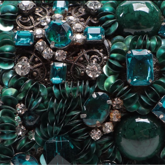 Mary Frances Teal Time 10-222 embellished clutch/shoulder bag - Picture 3 of 9